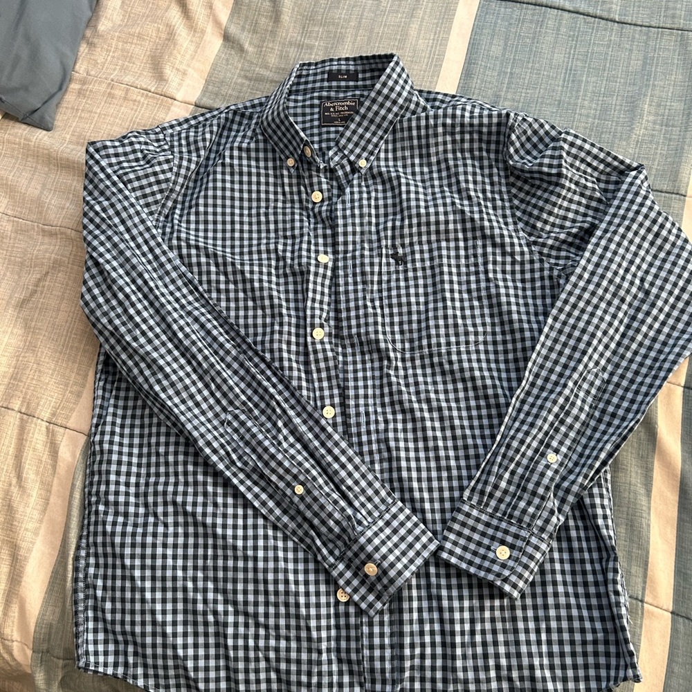 Abercrombie Blue Slim Button Up, Men’s Large